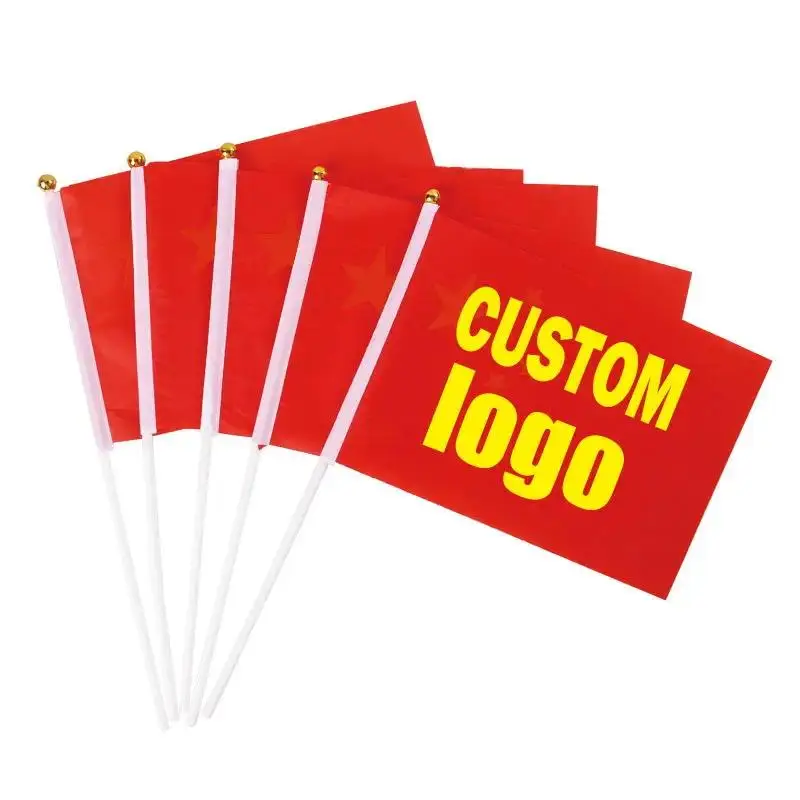 High Quality Custom Polyester Supporter waving Hand held Flag